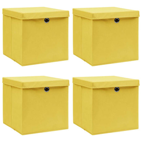 VIDAXL -Speicherboxen mit Deckel 4 PCs 32x32x32 cm Stoff gelbgelb