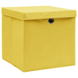 VIDAXL -Speicherboxen mit Deckel 4 PCs 32x32x32 cm Stoff gelbgelb