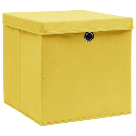VIDAXL -Speicherboxen mit Deckel 4 PCs 32x32x32 cm Stoff gelbgelb