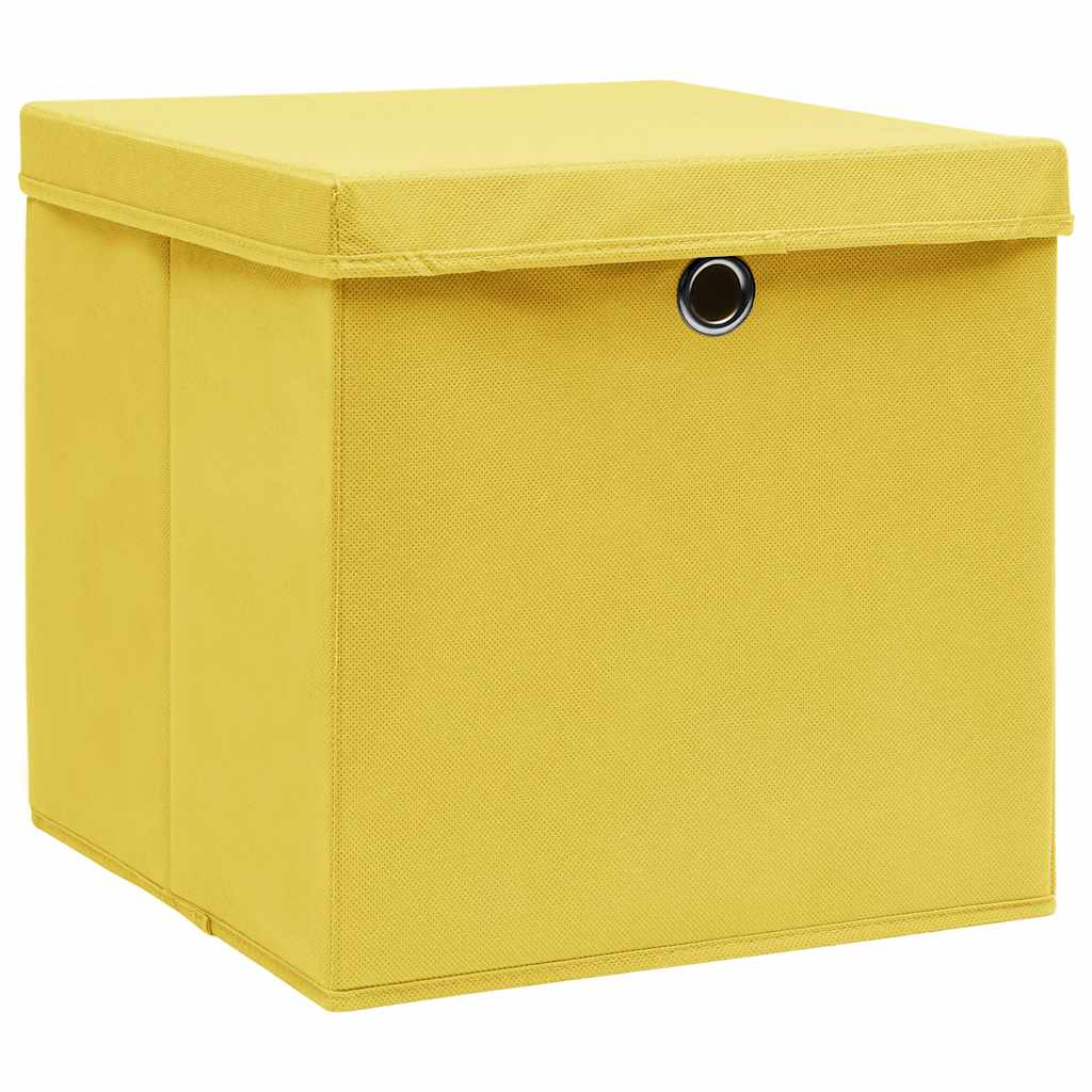 VIDAXL -Speicherboxen mit Deckel 4 PCs 32x32x32 cm Stoff gelbgelb