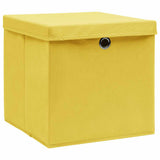 VIDAXL -Speicherboxen mit Deckel 4 PCs 32x32x32 cm Stoff gelbgelb