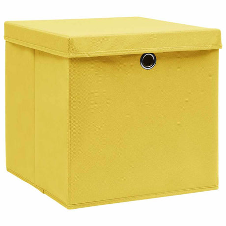VIDAXL -Speicherboxen mit Deckel 4 PCs 32x32x32 cm Stoff gelbgelb