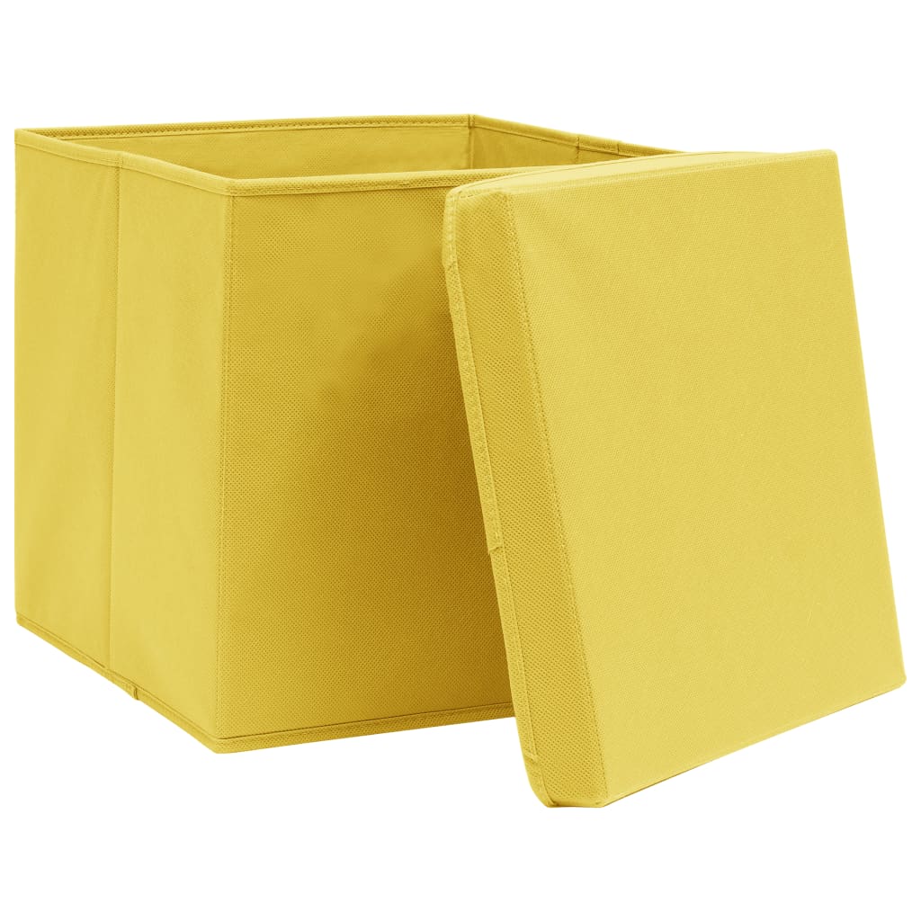 Vidaxl storage boxes with lid 4 pcs 32x32x32 cm fabric yellow