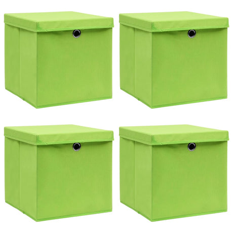 VIDAXL -Speicherboxen mit Deckel 4 PCs 32x32x32 cm Stoff grün