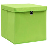 Scatole di archiviazione Vidaxl con coperchio 4 PC 32x32x32 cm tessuto verde