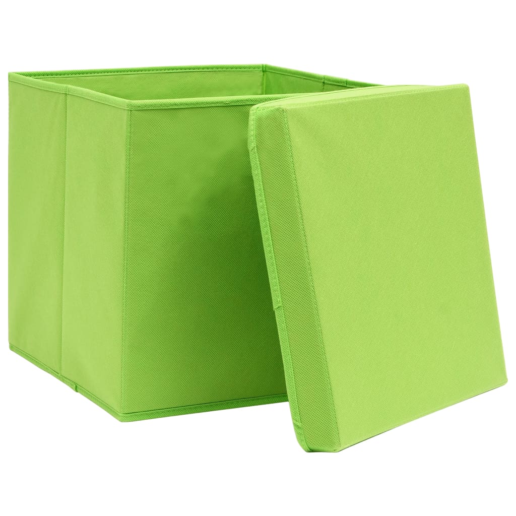 Vidaxl storage boxes with lid 4 pcs 32x32x32 cm fabric green