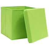 Vidaxl storage boxes with lid 4 pcs 32x32x32 cm fabric green