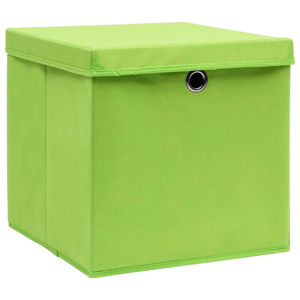 Vidaxl opbergboxen met deksel 10 st 32x32x32 cm stof paars