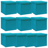 Scatole di archiviazione Vidaxl con coperchio 10 pezzi 32x32x32 cm tessuto blu baby