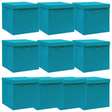 VIDAXL -Speicherboxen mit Deckel 10 PCs 32x32x32 cm Stoff Baby Blau