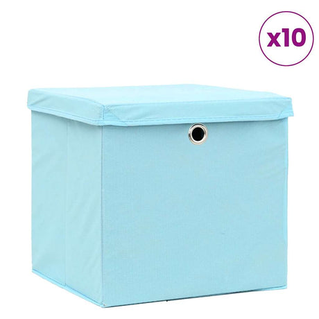 VIDAXL -Speicherboxen mit Deckel 10 PCs 32x32x32 cm Stoff Baby Blau