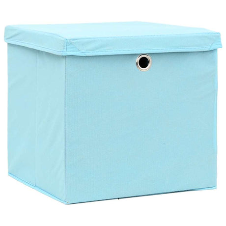 VIDAXL -Speicherboxen mit Deckel 10 PCs 32x32x32 cm Stoff Baby Blau