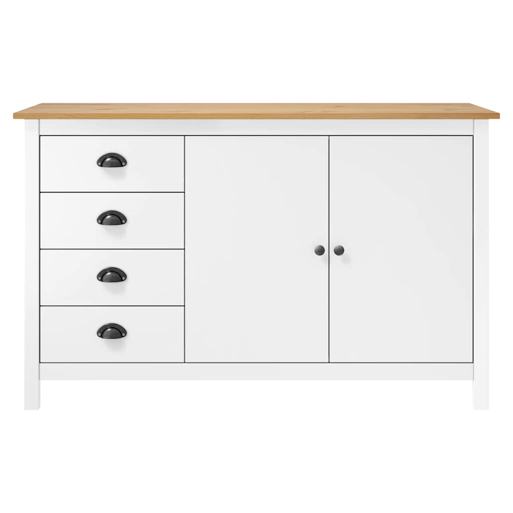Vidaxl dressoir hill 130x40x80 cm massief grenenhout wit