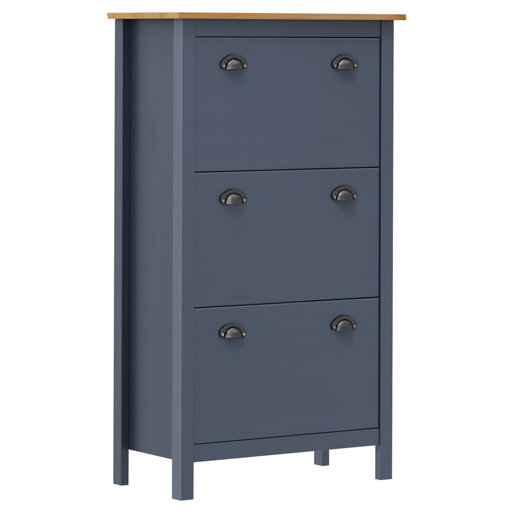 Vidaxl Shoe Cabinet Hill 72x35x124 cm Pine Solid Grey