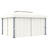 Vidaxl Arbor med gardin 4x3 m aluminium krem ​​hvit