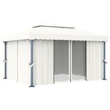 Vidaxl arbor with curtain 4x3 m aluminum cream white