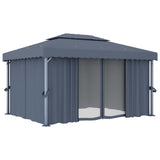 Vidaxl Arbor med gardin 4x3 M aluminiumantracit