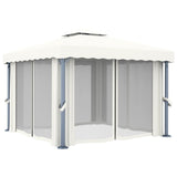 Vidaxl Arbor med gardin 3x3 m aluminiumscreme hvid