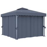 Arbor Vidaxl con cortina de 3x3 m de antracita de aluminio