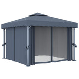 Vidaxl Arbor med gardin 3x3 m aluminium anthracit