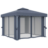 Arbor Vidaxl con cortina de 3x3 m de antracita de aluminio