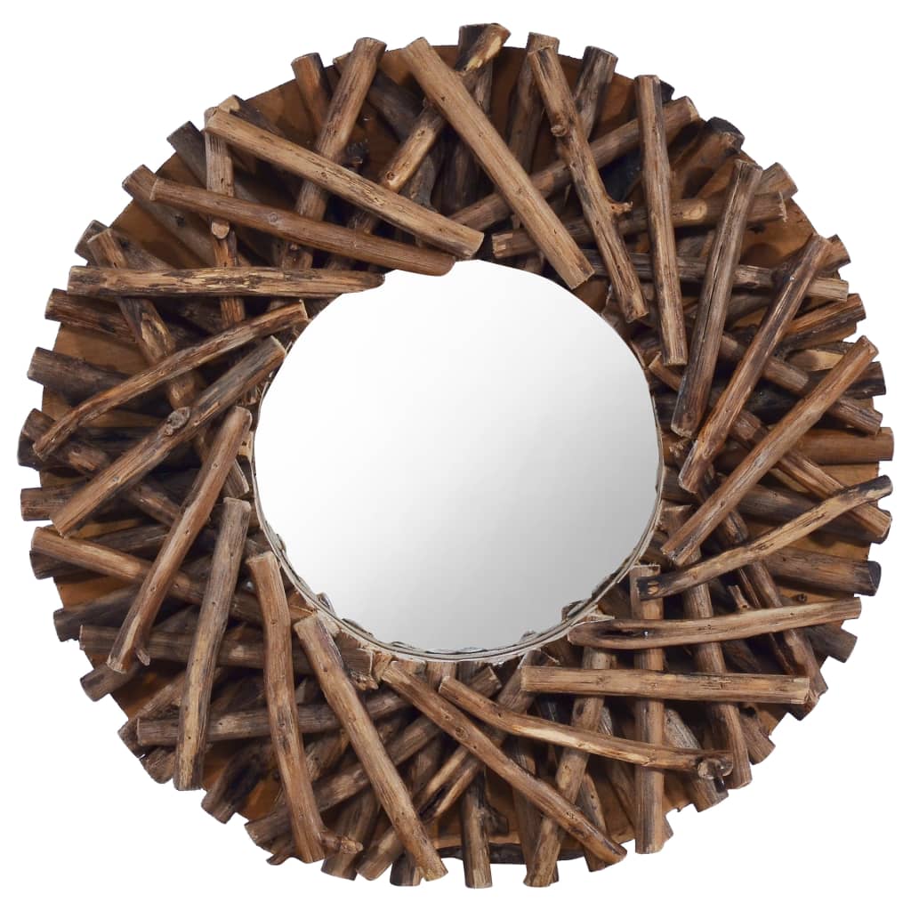 Vidaxl Wall mirror around 40 cm teak wood