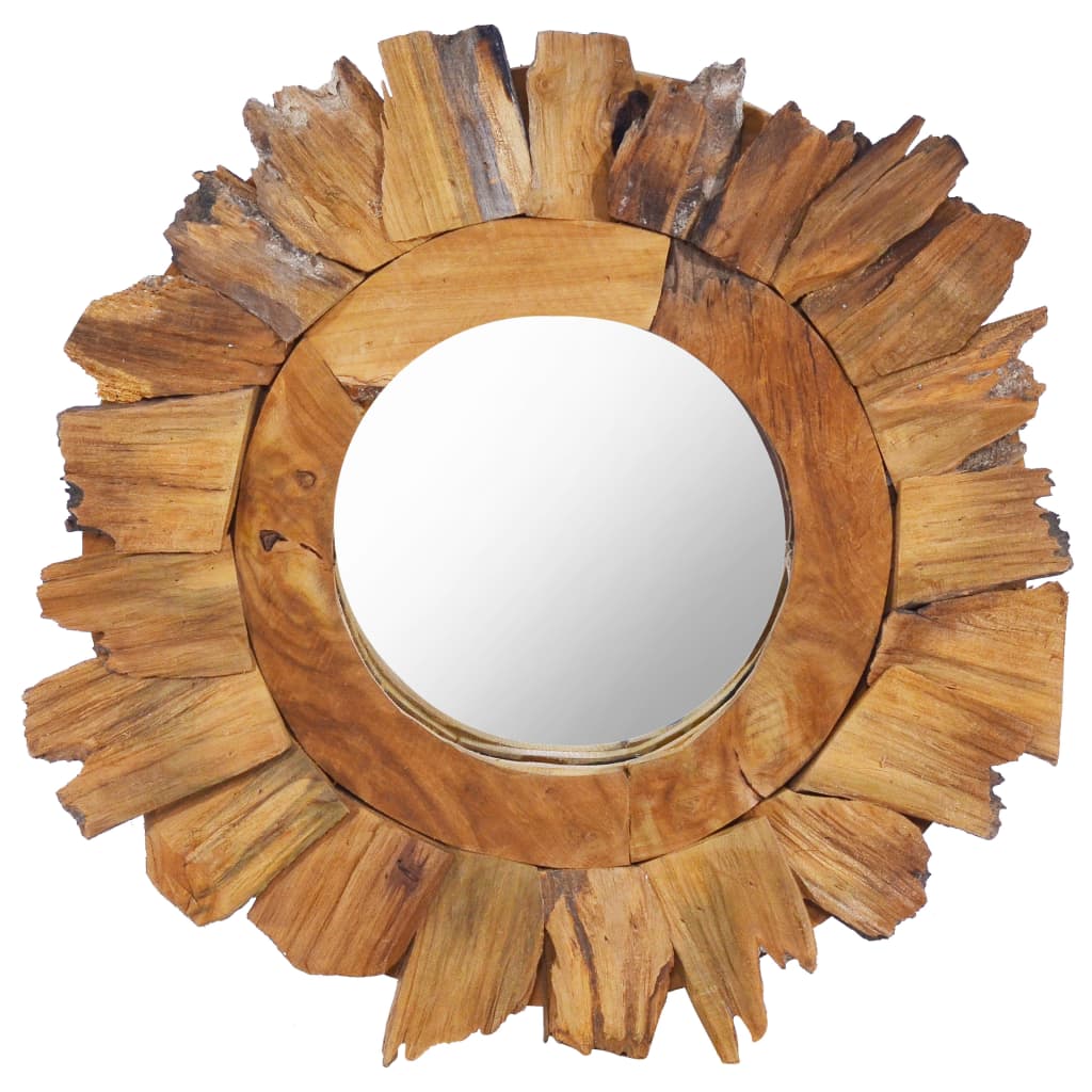 Vidaxl Wall mirror around 40 cm teak wood