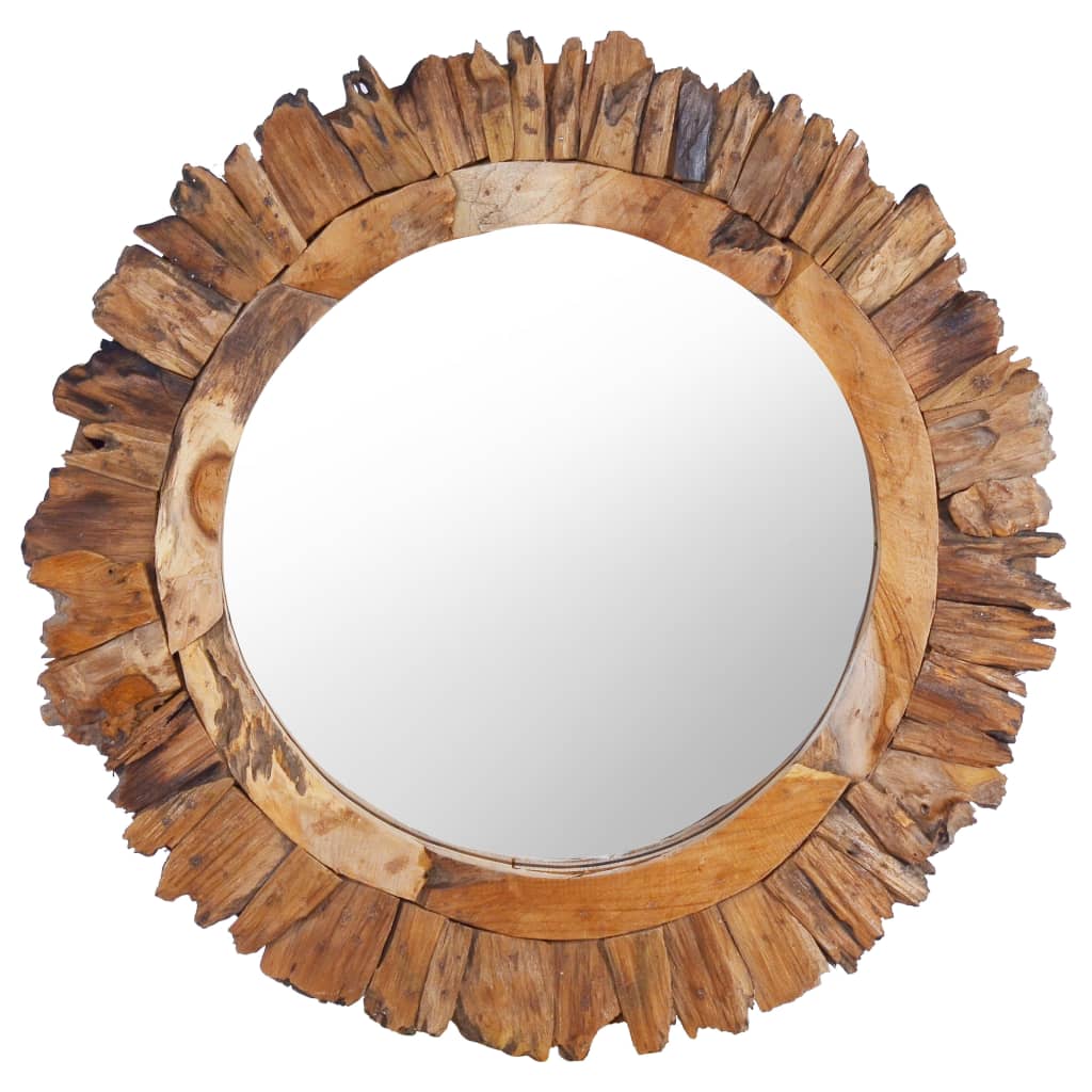 Vidaxl Wall Mirror kolem 60 cm teakové dřevo