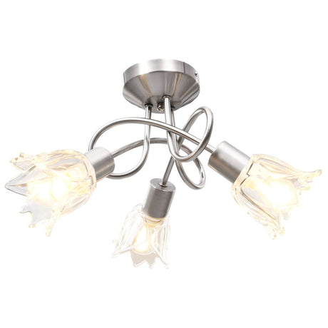 VIDAXL -Deckenlampe mit Glas -Tulpe -verdrängten Kapuzen 3xe14 transparent