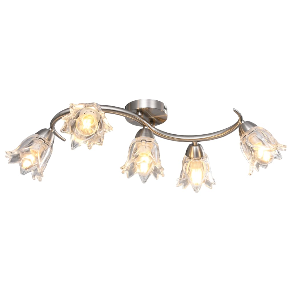 VIDAXL -Deckenlampe mit Glas -Tulpe -verdrängten Kapuzen 5xe14 transparent