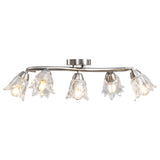 VIDAXL -Deckenlampe mit Glas -Tulpe -verdrängten Kapuzen 5xe14 transparent