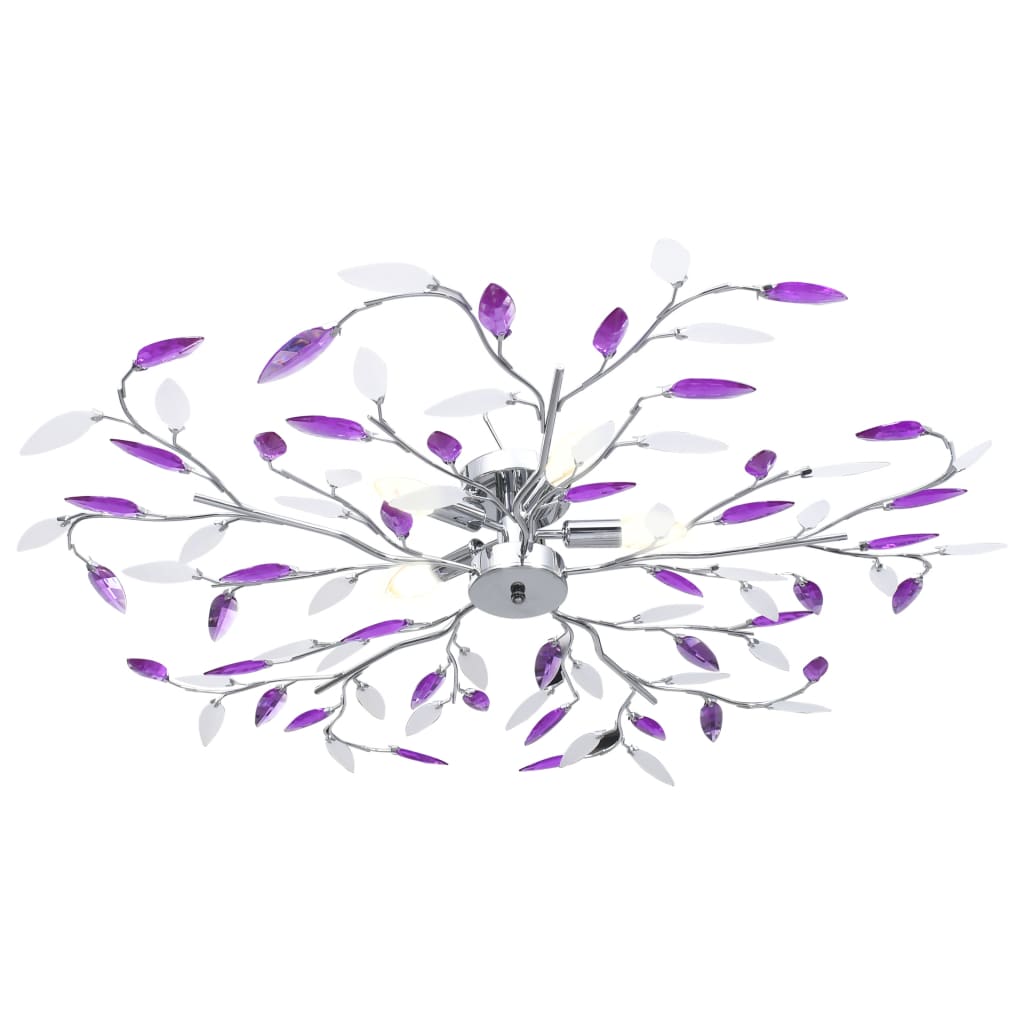 Vidaxl ceiling lamp with acrylic crystal leaf arms for 5xe14 purple