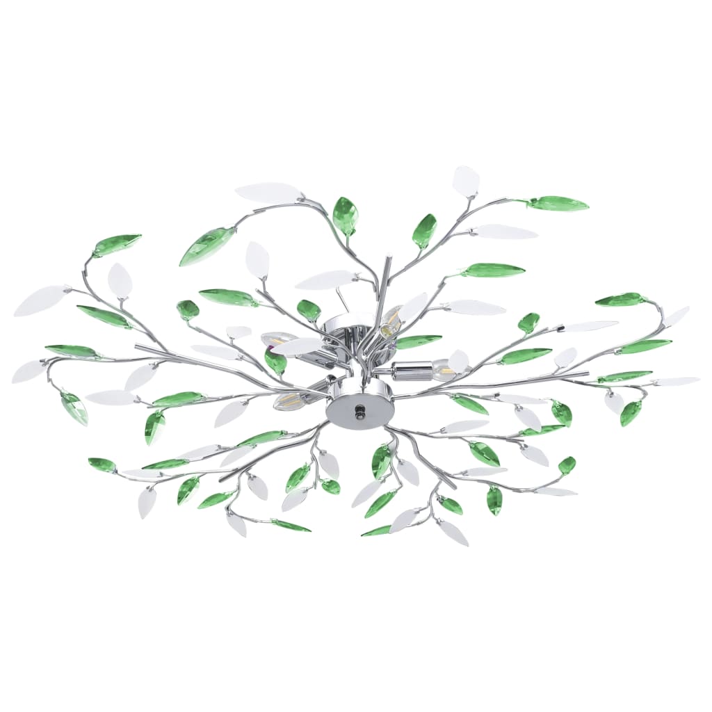 Vidaxl ceiling lamp with acrylic crystal leaf arms for 5xe14 green