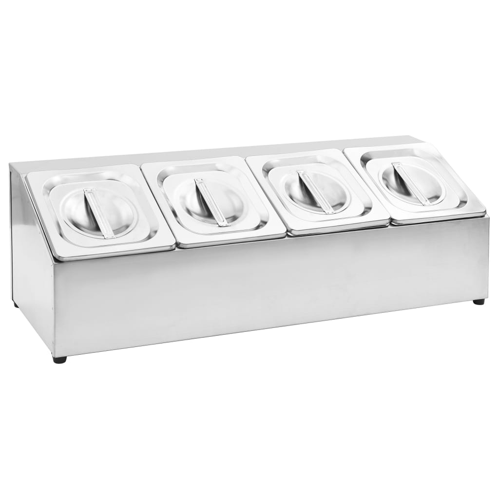 VidaXL Gastronormbakkouter with 4 GN 1 6 Bakken Stainless Steel