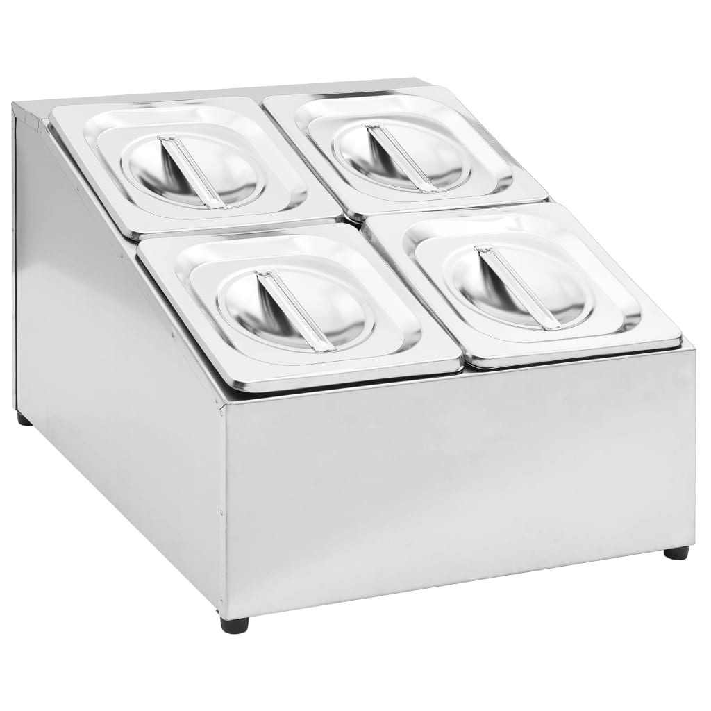 VidaXL Gastronormbakkouter with 4 GN 1 6 Bakken Stainless Steel