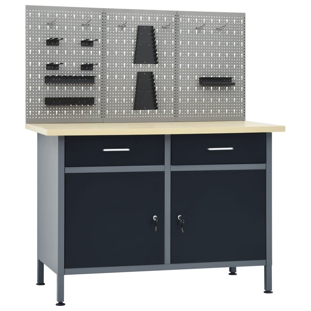 Vidaxl Workbench z 3 panelami ściennymi