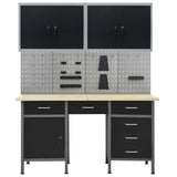 Vidaxl Workbench with four wall panels and two cupboards