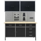 Vidaxl Workbench se čtyřmi nástěnnými panely a dvěma skříněmi