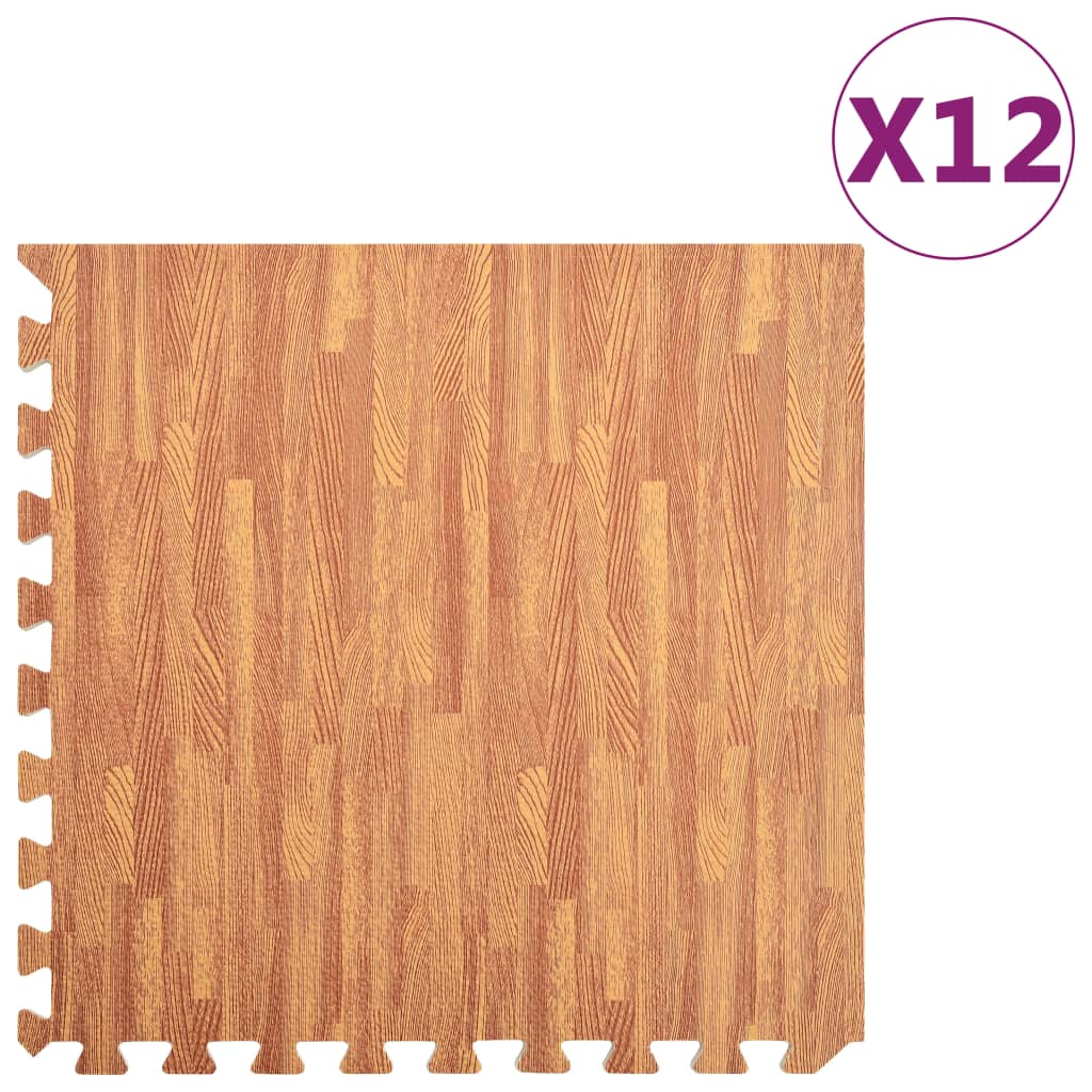 Vidaxl Floor mats 12 st 4.32 ㎡ EVA foam wood grain print