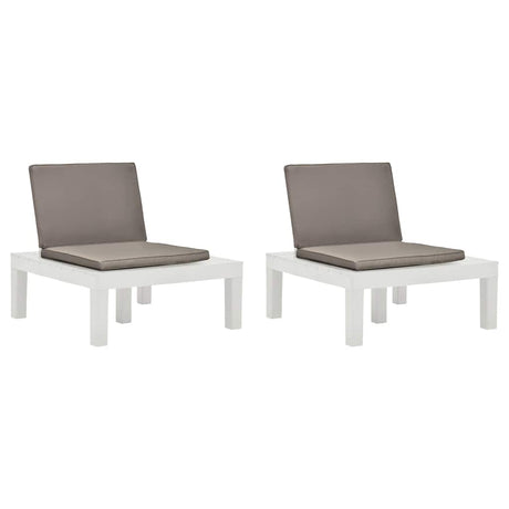 Vidaxl loungestoelen 2 st met kussens kunststof wit
