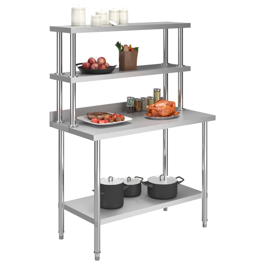 Table des travaux de cuisine Vidaxl avec top 120x60x150 cm en acier inoxydable