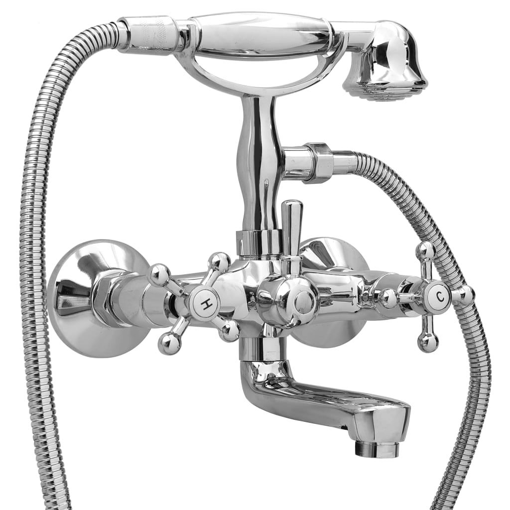 Vidaxl Bath Tap Two -Buttons og Hand Shower Chromium