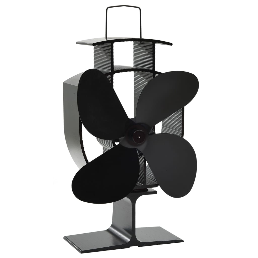 Vidaxl Stove Fan avec 4 nageoires noires