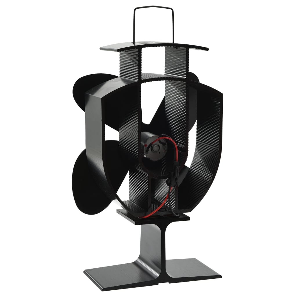 VidaXL stove fan with 4 fins Black