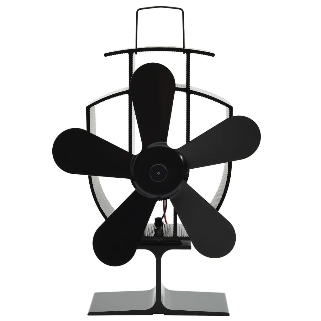 Ventilateur de poêle Vidaxl avec 5 nageoires noires