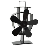 Ventilateur de poêle Vidaxl avec 5 nageoires noires