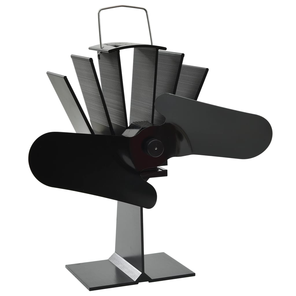 Vidaxl Stove Fan z 2 płetwami czarnymi