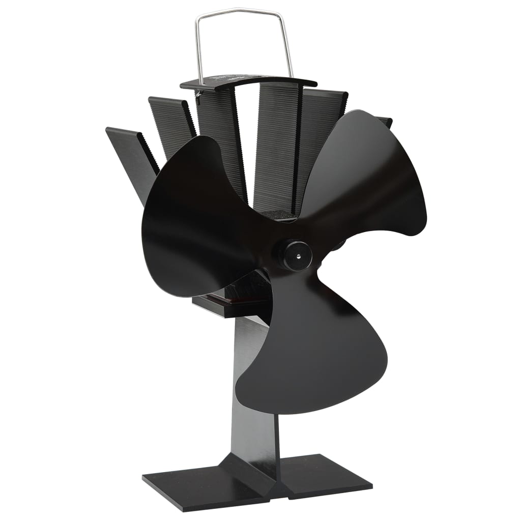 Vidaxl Stove Fan z 3 płetwami czarnymi