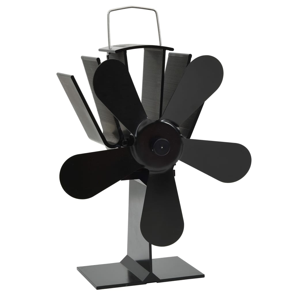 Ventilateur de poêle Vidaxl avec 5 nageoires noires