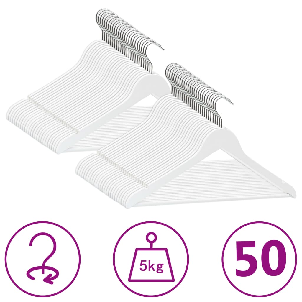 Vidaxl 50-piece clothing hanger set Anti-slip Hardwood White